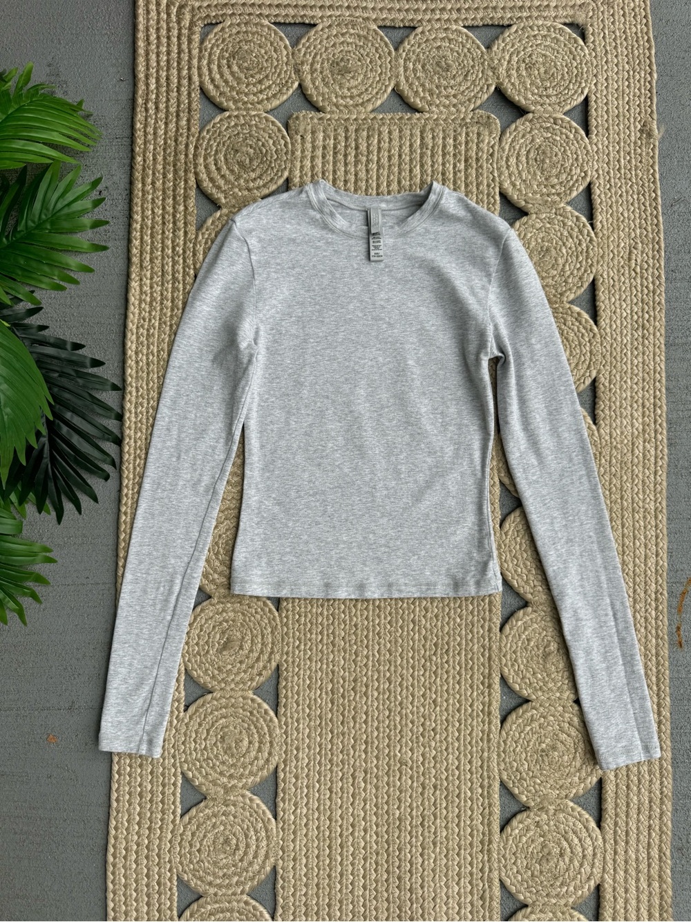 SKIMS Cotton Rib Long Sleeve T-Shirt Heather Grey XXS